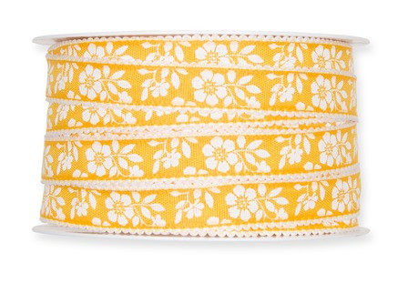 Band Blumen-Muster 15mmx25m Fb.71 gelb/weiss