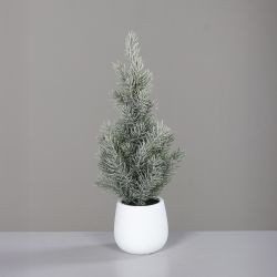 Tannenbaum mit Eis in weißen Keramiktopf grün 42cm