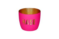 Windlicht Hase pink/gold 8,5cm Ø10cm
