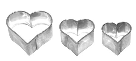 Ausstechform Herz 3-fach Ter. 2,5x3x4cm Edelstahl PG grün