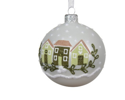 Kugel Glas winterweiss 8cm