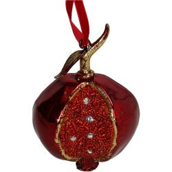 Hänger Glas Pomegranate rot 10,2cm