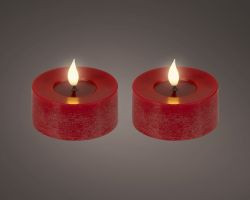 LED Teelicht rot indoor 6x7,5cm 2er Set