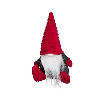 Figur Wichtel Cord/Filz rot/grau
