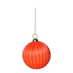 Weihnachtskugel Chinois 8cm, dünne Streifen, fuchsia/orange D8cm