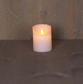LED Stumpenkerze Rustikal Wachs weiss 10x7.5cm