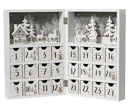 Adventskalender MDF weiss 21x9.2x30cm