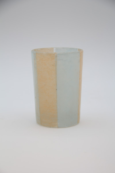 Votiv Glas beige/weiss 6x6x8cm