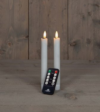 LED Stabkerze Rustikal Wachs weiss 18cm 2Stück