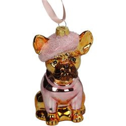 Hänger Glas Hund pink 10cm