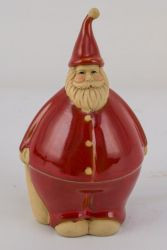 Nikolaus stehend Steingut rot/natur 9x7x15cm
