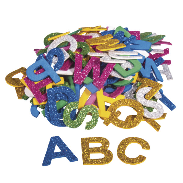 Moosgummi Alphabet Glitter 3cm, selbstklebend, SB-Btl 130