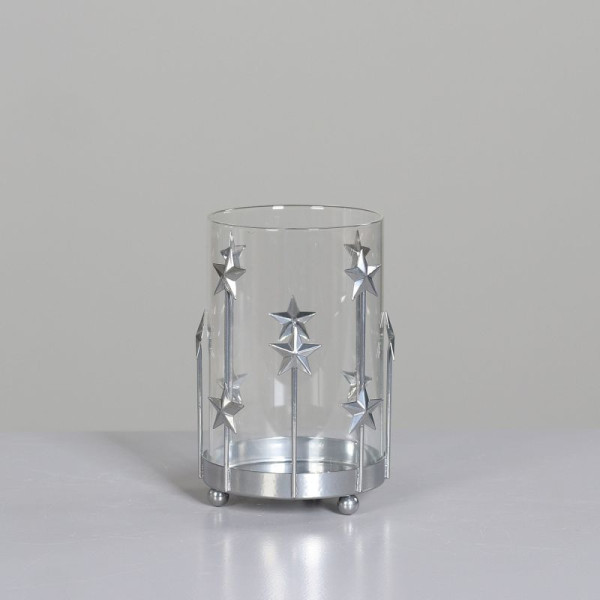 Windlicht Glas silber 16cm