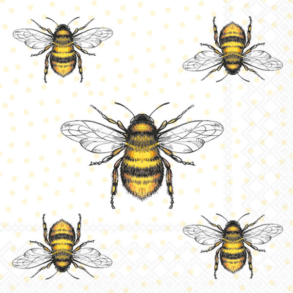 Serviette Flying bees 25x25cm