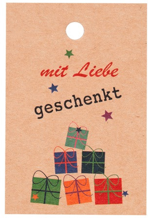 Anhänger Christmas Atmosphere hellbraun 80mm 20Stück