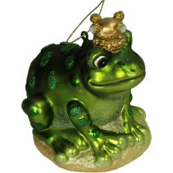 Hänger Glas Frosch grün 10,2cm