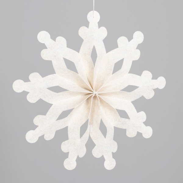 Schneeflocken Hänger Filz beige 40cm
