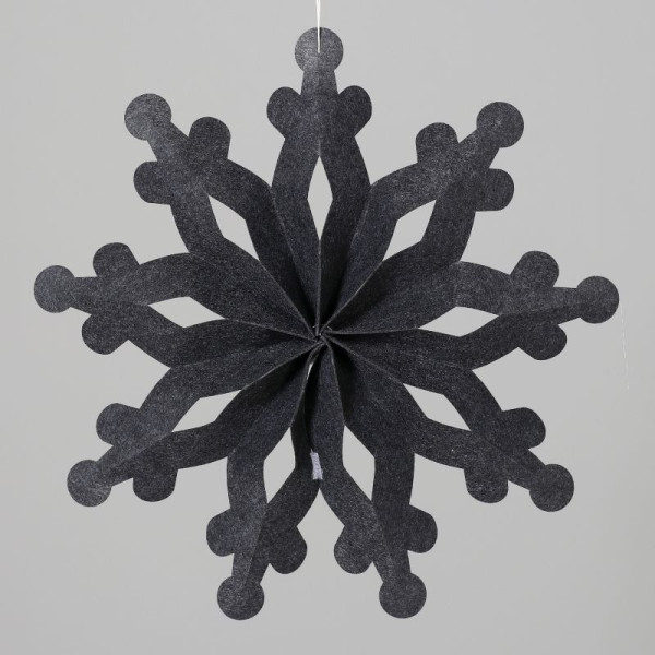 Schneeflocken Hänger Filz schwarz 50cm