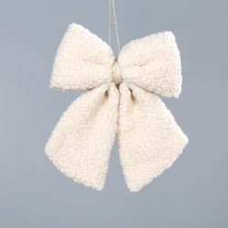 Schleife Teddyfell creme 32cm