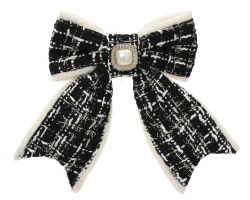 Schleife Tweed schwarz Polyester 2,5x11x14cm