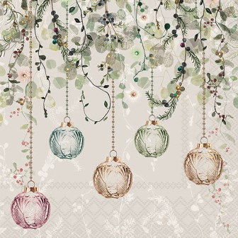 Serviette Floral Christmas grey 33x33cm