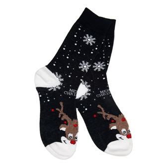 Socken Weihnachten elch/schneeflocken