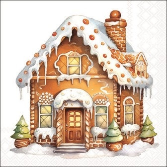 Serviette Gingerbread house 33x33cm