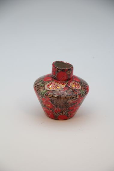 Vase Glas rot/braun 3x10x10cm