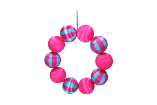 Kranz Kugeln pink/türkis D30cm