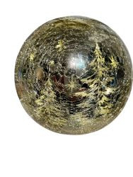 Glaskugel drehend dia 12cm mit 3AA Tannenbaummotiv ON/TIMER/OFFgold