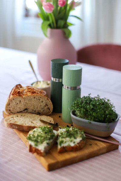 Pfeffer- und Salzmühle Textura, dark green&light green Set D:5cm, H:15cm