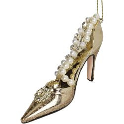 Hänger Polyresin Schuhperlen champagne 10,2cm