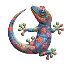 Wanddeko Gecko Metall 30x30cm