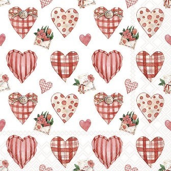 Serviette Lovely hearts 33x33cm