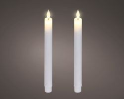 LED Tafelkerze weiß indoor 24x2,2cm 2er Set