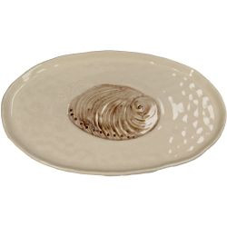 Teller Shell Steinzeug braun 29,5x18,5x2,3cm