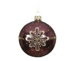 Kugel Blume weinrot Glas D8cm