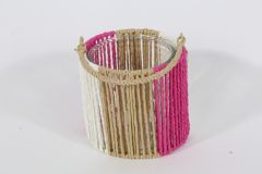 Windlicht mit Glas pink 13x13cm