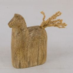 Pferd m.Jute Schweif Holz natur 9x4x13,5cm