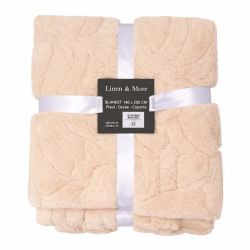 Decke Blätter beige 140x200cm