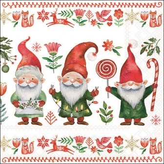 Serviette Gnomes fun 33x33cm