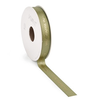 Band VICTORIA FROHE WEIHN. 15mmx15m light olive