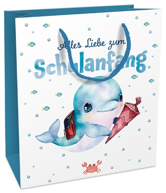 Geschenktasche 18x21x8cm Schuldelfin