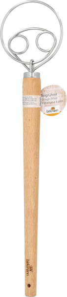 Teigrührer mit 2 Schlaufen, 34cm, aus Edelstahl mit Griff