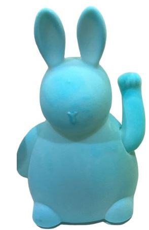 Hase winkend türkis 12x10,5x20cm