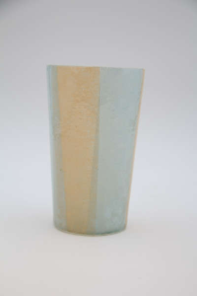 Votiv Glas beige/weiss 7x7x14cm