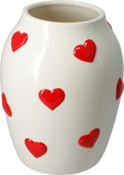 Vase mit Herzchen rot 18cm