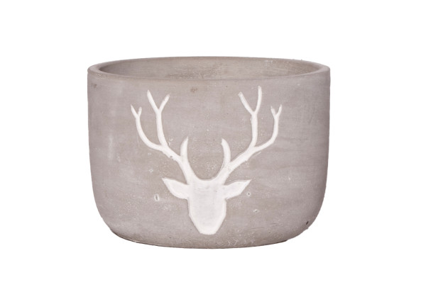 Pflanzentopf Hirsch Zement grau Ø21cm