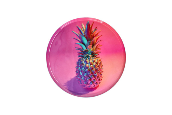 Dekotablett Ananas rund rosa 22,8x1x22,8cm