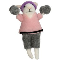 Hänger Maus Gym Filz pink 11,5cm